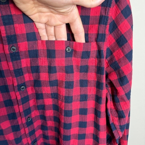 Banana Republic Men's Red/Black Check Untucked Slim Fit Button Up‎ Shirt Medium - Picture 4 of 13